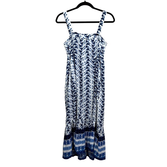 Beachlunchlounge Collection Women's Blue White Floral Tie Dye Midi Dress XS NWT - Picture 5 of 6